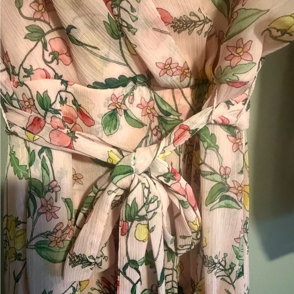 Tommy Hilfiger Floral 3/4 Balloon Sleeve Faux Wrap Dress Womens 14 pink Multi - Picture 5 of 15